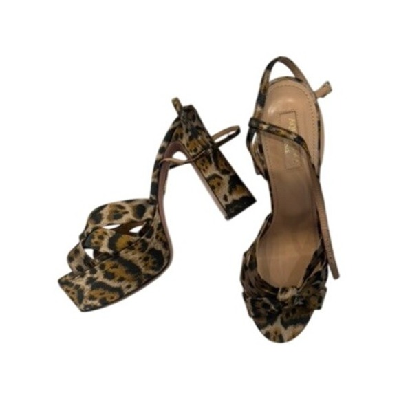 Aquazzura Shoes - Aquazzura Leopard Print Bow Heels Sandals Made in Italy Size 39